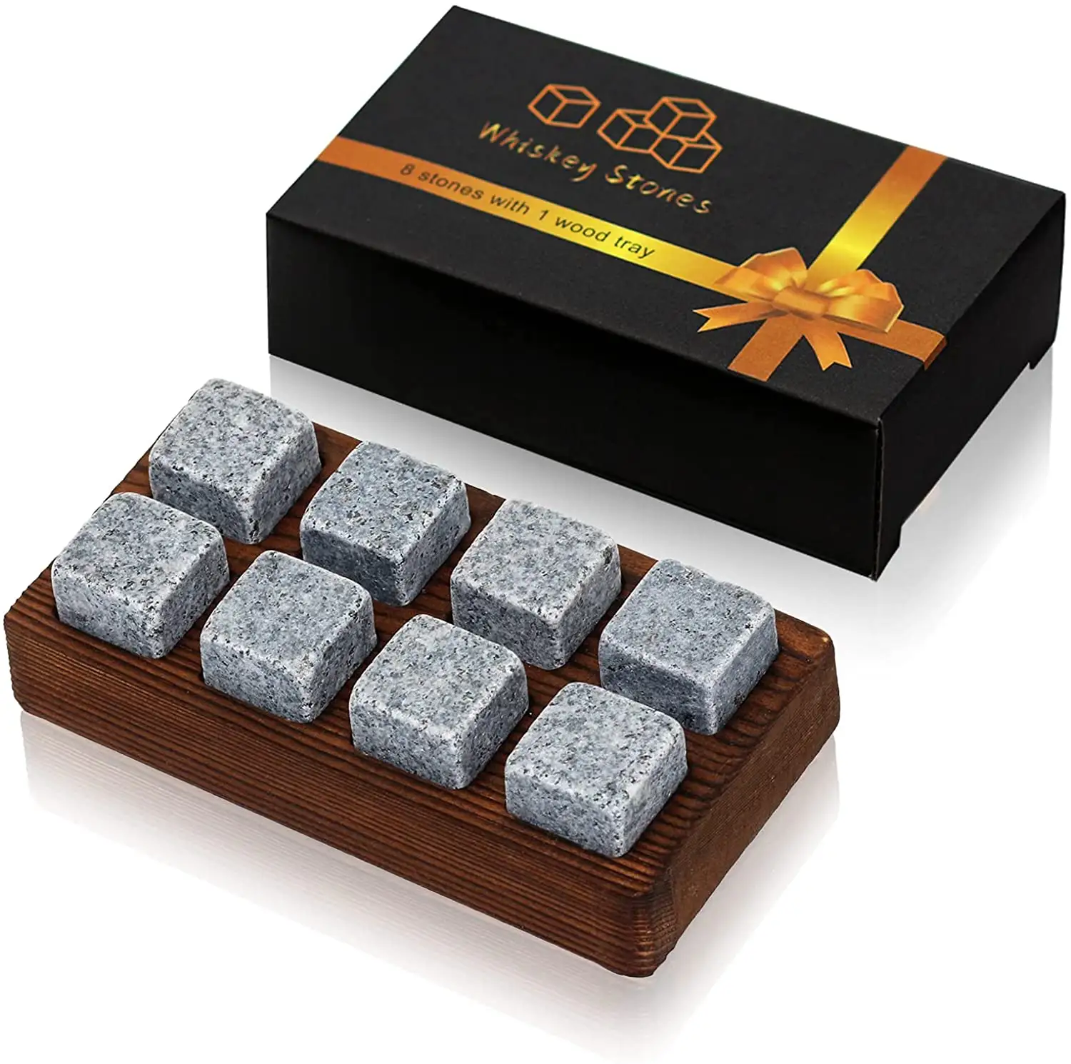 Whiskey Stones Hout Lade Papier Doos Met Engels Instructie Whisky Rotsen