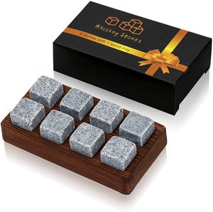 whiskey stones wood tray paper box with English Instruction whisky rocks