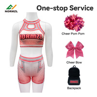Sac de préparation pour cheerleading violet brillant, veste de préparation avec pompons et nœuds pour studio de danse, crop top et short de cheerleading avec logo en strass