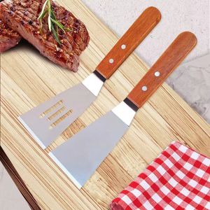 Pala de barbacoa con mango de madera para exteriores, herramienta de cocina de tres lados para asar carne y freír - Product Image 4