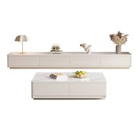 Ensemble de meuble TV et table basse en bois de luxe, design contemporain électrique, compatible avec les téléviseurs de 65 pouces et plus, mobilier de salon de haute qualité
