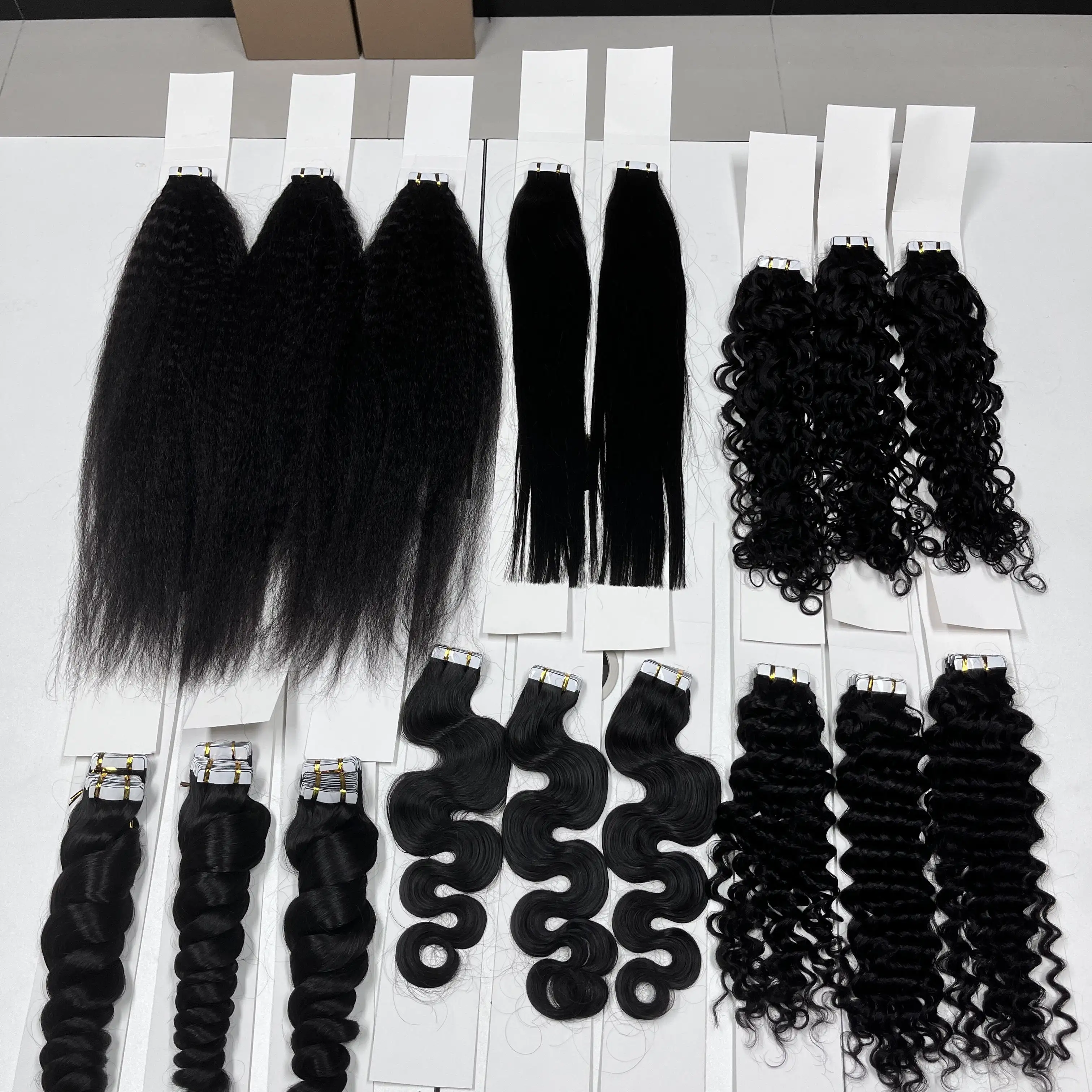 Extensions de cheveux humains brésiliens vierges Remy, couleur naturelle 100%, cuticule alignée, 20 pièces