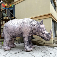 Ballon Mascotte Rhinocéros Gonflable avec Motif pour Décoration d'Exposition de Galerie et Publicité Gonflables