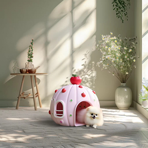 Modern Plastic & Wood Waterproof Pet House Cave <b>Bed</b> for <b>Cats</b> & Small Dogs with Zipper Closure and Soft Cushion - Product Image 4