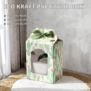 Eco Paperboard Kraft Clear PVC Window Folding Favor Box Multi-Use <b>Packaging</b> Dry Flowers/Gifts Holiday Candy/Craft/Potpourri - Product Image 2