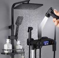 Ensemble de douche IProSan noir, robinet à température constante tout en cuivre, ensemble de douche domestique