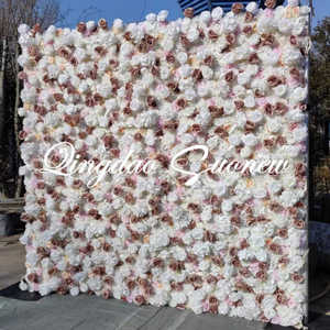 SN-FW17 Nhân Tạo Kem Màu Trắng Và Màu Nâu Vải Tăng Tú Cầu 5D Hoa Backdrop Tường 8ft X 8ft Đám Cưới Trang Trí Sân Khấu - Product Image 2