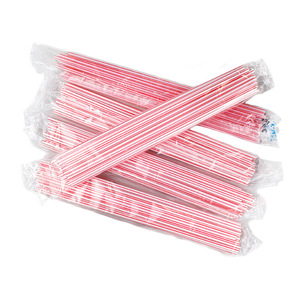 Coca-Cola Straws 240mm X 4mm <b>Red</b> White Striped Disposable Plastic Straight Drinking Straws For Soft Drinks And Soy Milk - Product Image 1