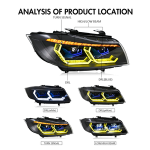 Feux avant TT-ABC <span class=keywords><strong>LCI</strong></span> Angel Eyes RGB LED DRL pour <span class=keywords><strong>BMW</strong></span> modèles 2009-2011 <span class=keywords><strong>E90</strong></span> 335i, phares au xénon adaptatifs avec mise à niveau automatique - Product Image 4