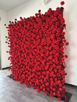 Panneau floral 3D de roses rouges de luxe, moderne et de haute qualité, en soie haute densité, pour toile de fond murale, idéal pour mariages romantiques, événements et fêtes