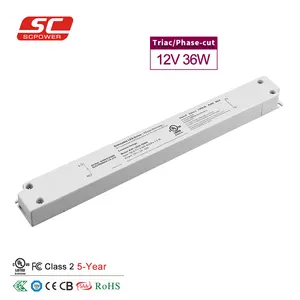 5 anos de garantia Saída única 12V 36W 100-277Vac linear dimmable LED driver