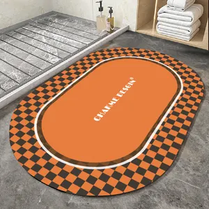 Nouveauté 2023 tapis de bain antidérapant en microfibre de diatomée Super absorbant sol de salle de bain Matblue