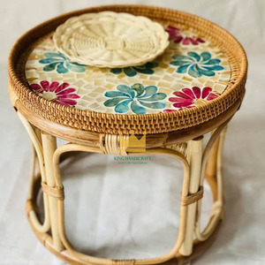 ชุดโต๊ะกาแฟไม้หวายตกแต่งสไตล์โมเดิร์นประดับมุกแท้ งานแฮนด์เมดจากเวียดนาม สำหรับห้องนั่งเล่น - Product Image 3