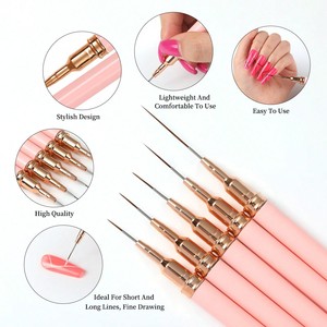 Lot de 5 pinceaux liner polychromes pour ongles, stylos de peinture gel UV pour dessin de lignes longues et conception de manucure - Product Image 4