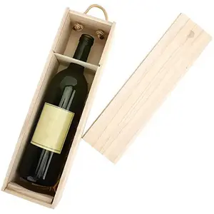Kotak Botol Anggur Merah Retro Portabel, Kotak Anggur Kayu Murah Halus