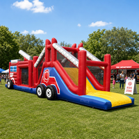 Parcours d'obstacles gonflable commercial en gros pour pompier, idéal pour enfants et adultes, location pour fêtes en extérieur