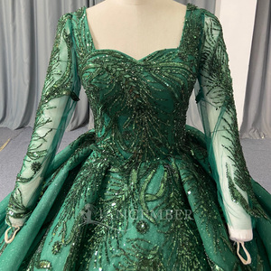Lsany301 Enchanting Emerald Green Pine Branch Bead Embroidery Glitter <b>Ball</b> <b>Gown</b> Quinceanera Jancember - Product Image 4