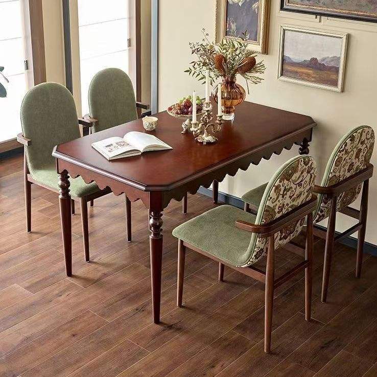 Walnut-colored, 1.4*0.80m, made of solid wood.