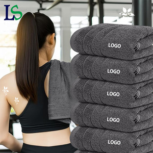 Serviettes de spa, de beauté, de fitness et de salon noires, 100 % coton, résistantes au blanchiment, avec logo brodé personnalisé, faible MOQ, vente en gros - Product Image 1
