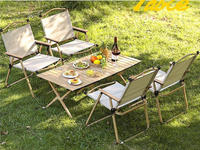 Egg Roll Tisch Outdoor-Möbel aus Kohlenstoffstahl, Klappbarer Picknick-Koch- und BBQ-Tisch, Tragbarer Campingtisch und Kermit-Stuhl-Set für 6-8 Personen