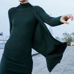 Vestido Maxi de Punto OEM de Moda para Mujer, Cuello Alto, Manga Corta, Silueta Ceñida, Casual, Transpirable, Sencillo, Liso, Verano - Product Image 2