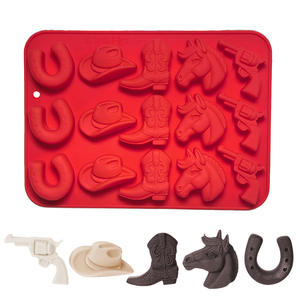 HY Moule à chocolat Cowboy 15 cavités Chapeau de Cowboy Bottes et <span class=keywords><strong>Cheval</strong></span> Western Cowboy <span class=keywords><strong>Thème</strong></span> Moule pour la cuisson - Product Image 4