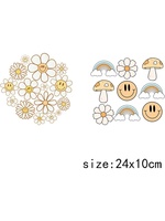 LETOP 1pcs Happy Smiling Face Flower Mushroom 16OZ Libbey Glass Can UV Transfers Pegatinas Waterproof Logo Cup Wrap Stickers