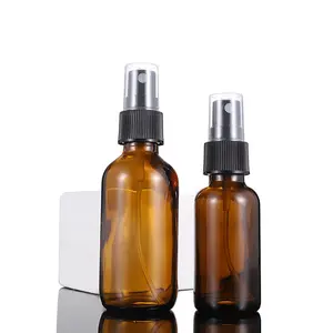 Wholesale 2oz 60ml Amber Round Boston Glass Spray Bottle