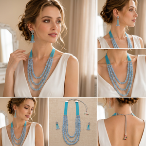 Conjunto de Joyería Arya Digital Vintage Étnico de Resina Acrílica: Collar, Pendientes y Anillo con Baño de Oro y Engaste de Aleación de Zinc para Mujer - Product Image 5