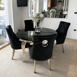 <span class=keywords><strong>Table</strong></span> de salle <span class=keywords><strong>à</strong></span> <span class=keywords><strong>manger</strong></span> italienne de luxe avec plateau en <span class=keywords><strong>verre</strong></span> noir, <span class=keywords><strong>table</strong></span> de salle <span class=keywords><strong>à</strong></span> <span class=keywords><strong>manger</strong></span> ronde pour restaurant commercial - Product Image 1