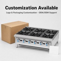 Kompor Gas Stainless Steel 6 Tungku 24 Inch untuk Restoran, Peralatan Masak Dapur Komersial