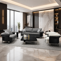 YUAN CHANG Set Sofa Kulit PU Modern dengan Kursi Rebah dan Kaki Baja Tahan Karat Perabot Kamar Tidur Ruang Tamu