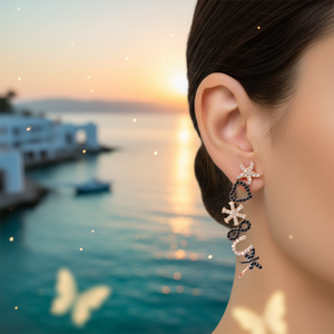 Sea Star Heart Butterfly Design Black CZ Ear <b>cuff</b> Turkish Wholesale Handcrafted 925 Sterling Silver Jewelry - Product Image 3