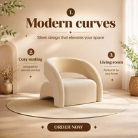 Fauteuil d'appoint moderne orange rembourré avec accoudoirs incurvés et dossier ouvert pour salon, chambre et hall d'hôtel