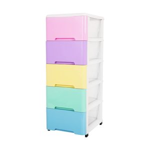 5 drawer storage organizer plastic tower movable Plastic Organizer cabinet storages kitchen with clear Frame