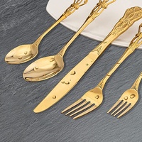 En Gros Ensemble de Couverts de Luxe Poignée Antique en Acier Inoxydable Argenterie Vintage Service de Table pour Banquet en Argent et Or pour Mariage