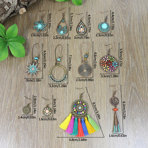 Fashion Jewelry Women's Bohemia Alloy Tassel <b>Drop</b> Earrings With Turquoise Inlay For Party - Product Image 4
