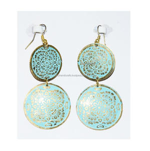 2024 Tanzania Ginkgo cuero verde 4 pares 20mm forma redonda martillado grandes pendientes de hoja de oro joyería ropa de verano joyería - Product Image 2