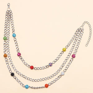Collar en capas con múltiples cadenas, cuentas de colores, aleación de zinc, joyería de fiesta para mujer - Product Image 4