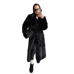 <span class=keywords><strong>Cappotto</strong></span> Lungo da <span class=keywords><strong>Donna</strong></span> Sottile con Cintura, Imbottito e Caldo, in Ecopelliccia, per Commercio Transfrontaliero - Product Image 5