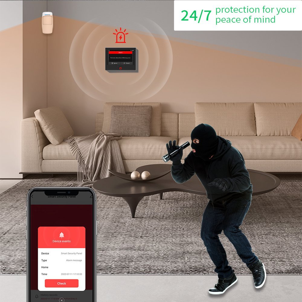 Wireless 7-inch IPS Full-color Display WiFi Smart Home Security Alarm System With Alexa GSM Alarm System Home Security · image 6