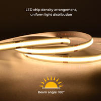 Bande LED COB sans soudure 480 LED/m 120 Lm/W CRI élevé découpable pour meubles, coiffeuses, escaliers, applications architecturales et salles d'exposition