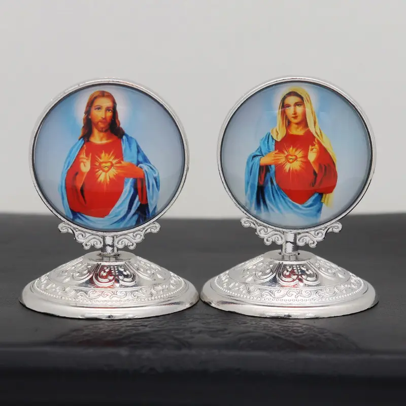Itens Católicos personalizados Banhado A Ouro Jesus Nosso Pai Virgem Maria Decoração Casa Proteção Do Carro Artesanato Igreja