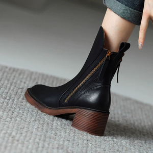 <span class=keywords><strong>Botas</strong></span> <span class=keywords><strong>de</strong></span> Tobillo Marrones <span class=keywords><strong>de</strong></span> Estilo Personalizado <span class=keywords><strong>de</strong></span> Fábrica para <span class=keywords><strong>Mujer</strong></span>, Tacón Grueso, Cierre Lateral con Cremallera, <span class=keywords><strong>Botas</strong></span> <span class=keywords><strong>de</strong></span> Invierno Cómodas e Informales - Product Image 6