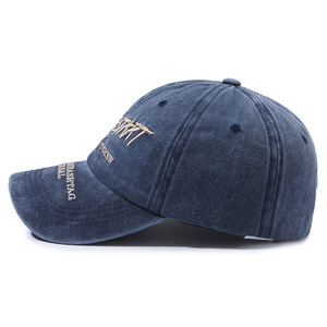 Washed Denim <b>Baseball</b> <b>Cap</b> Unisex Cotton Sun Protection Outdoor Duckbill Hat <b>Navy</b> Blue - Product Image 1