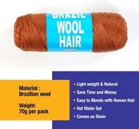 Fibre synthétique ignifuge à basse température pour tresses et crochets, fabrication de cheveux, laine brésilienne, 70g par paquet