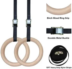 Anneaux de <span class=keywords><strong>gymnastique</strong></span> en bois réglables RS de 32 mm avec sangles numérotées pour l'entraînement de <span class=keywords><strong>gymnastique</strong></span> - Product Image 3