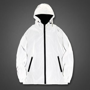Blouson matelassé blanc à capuche pour homme, coupe-vent, décontracté, avec fermeture éclair, rembourrage en polyester, idéal pour le printemps - Product Image 3