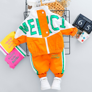 Conjunto Deportivo Informal de Otoño 2020, Venta al por Mayor, Manga Larga, con Cierre y Letras, Ropa para Bebés, Niños y Niñas - Product Image 2