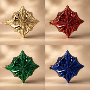 Luxury Champagne Gold Glass Christmas Ornament Starburst Shape with Hand-applied <strong>Glitter</strong> for Elegant Holiday Decor - Product Image 3